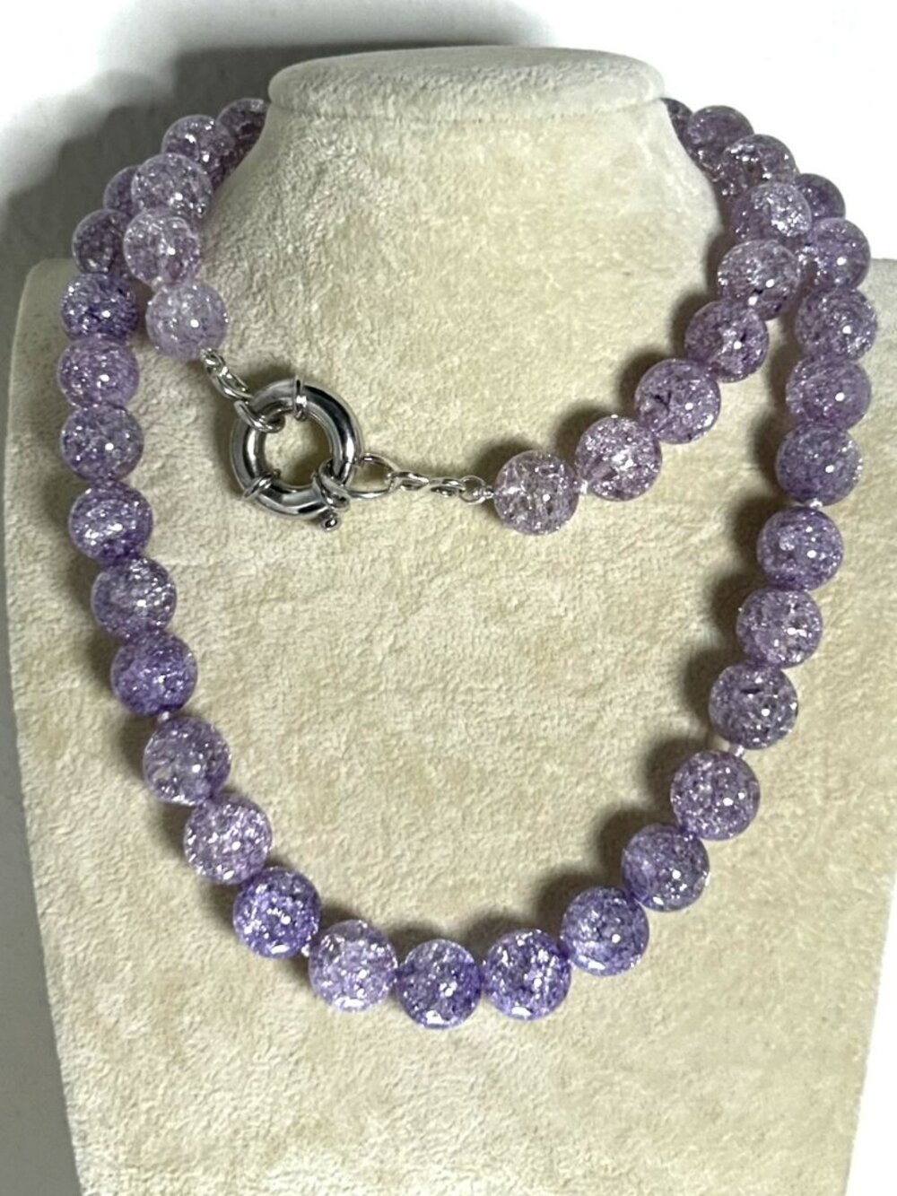 Purple Crackle Quartz Beads Necklace.
